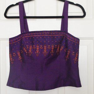 Ann Taylor Loft Embroidered Purple Crop Top